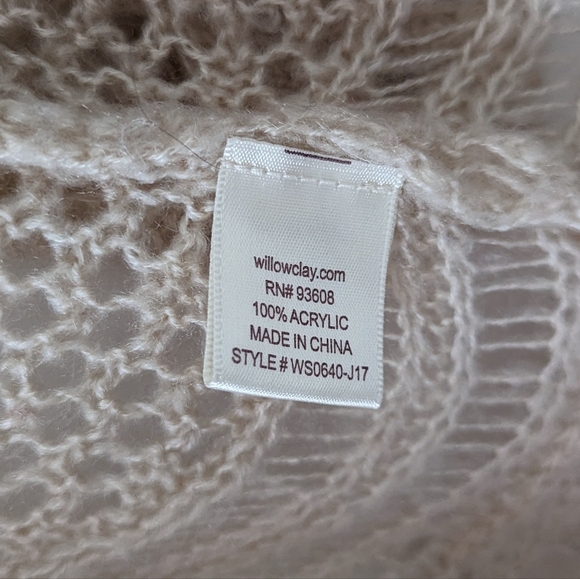 Lace Knit Kimono Fuzzy Top Cream - Picture 8 of 9